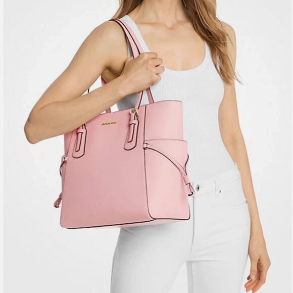 New Michael Kors Voyager Large Saffiano Leather Tote Powder Blush - Picture 3 of 4